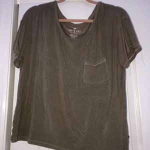 American Eagle Dark Green Scoop Neck Loose T-shirt